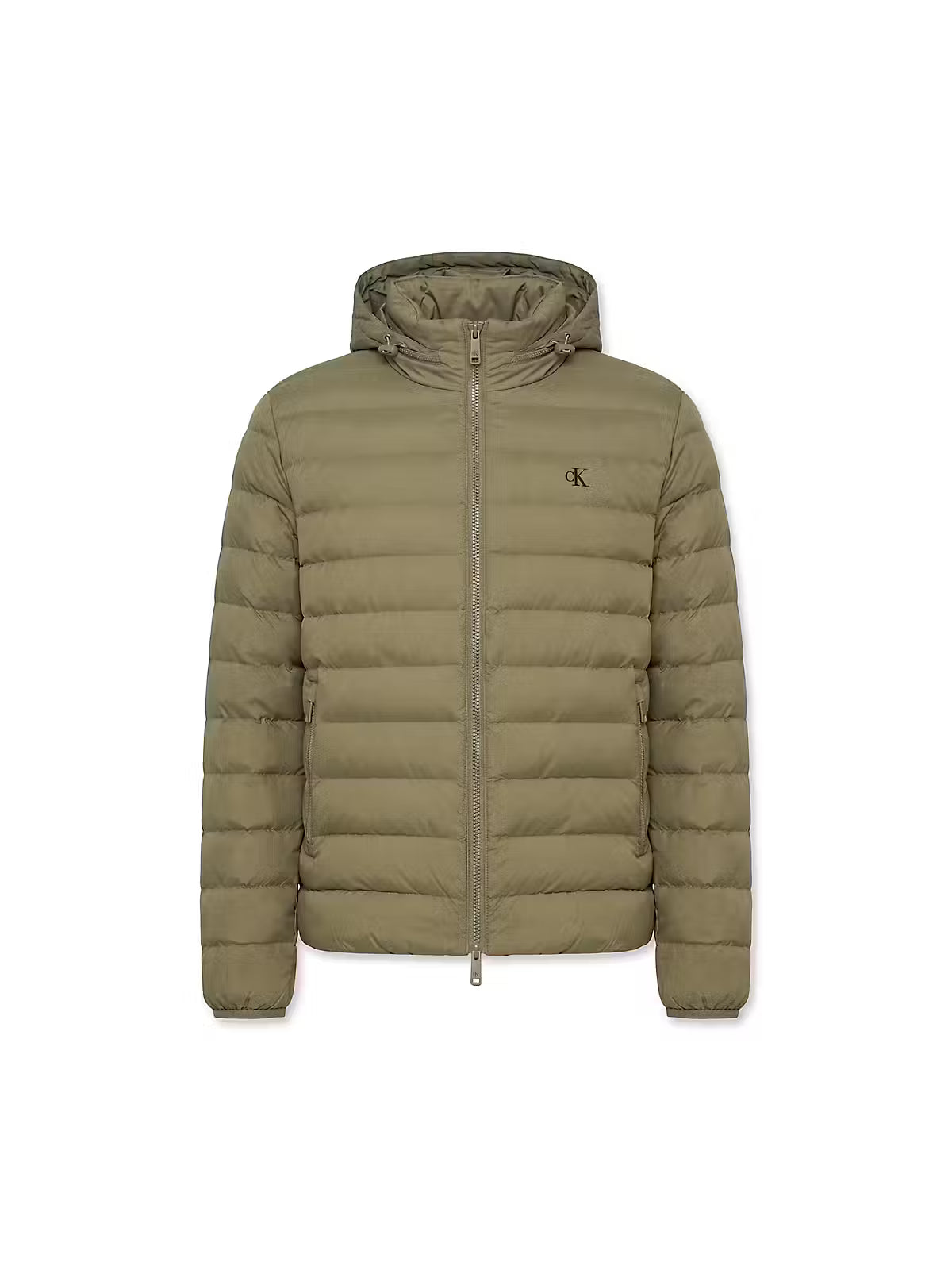 Calvin Klein Nylon Hooded Dusty Olive Puffer Jacket