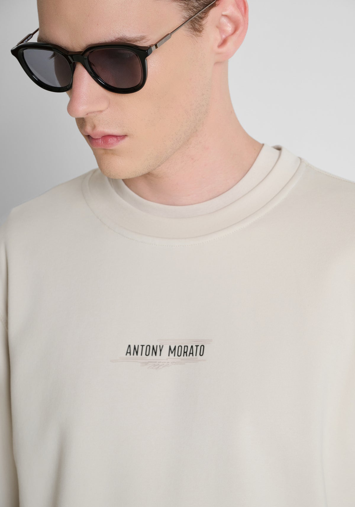 Antony Morato Cotton Blend Tiger Print Chalk Sweatshirt