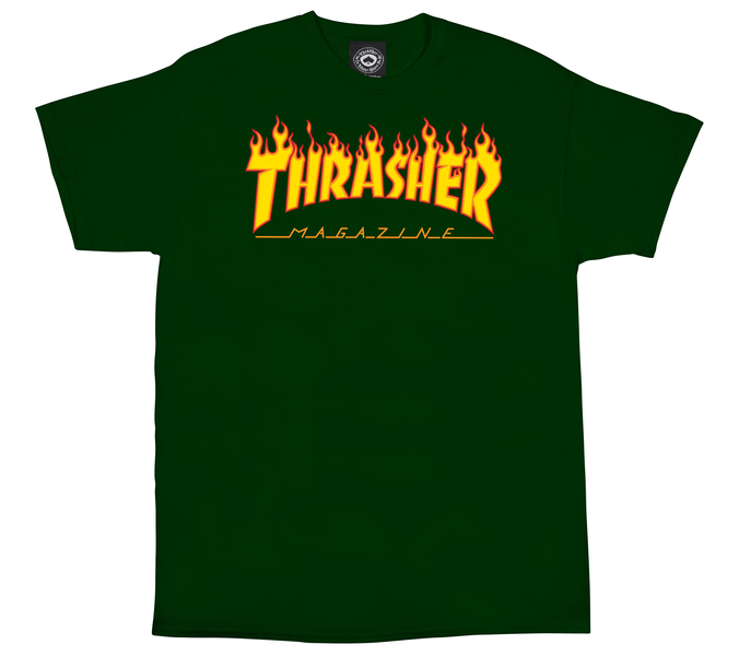 THRASHER Flame Forest Green T-Shirt