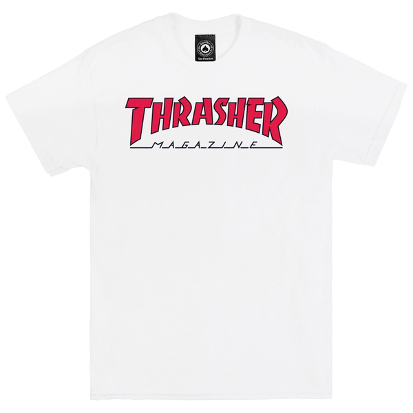 THRASHER Outlined White Red T-Shirt