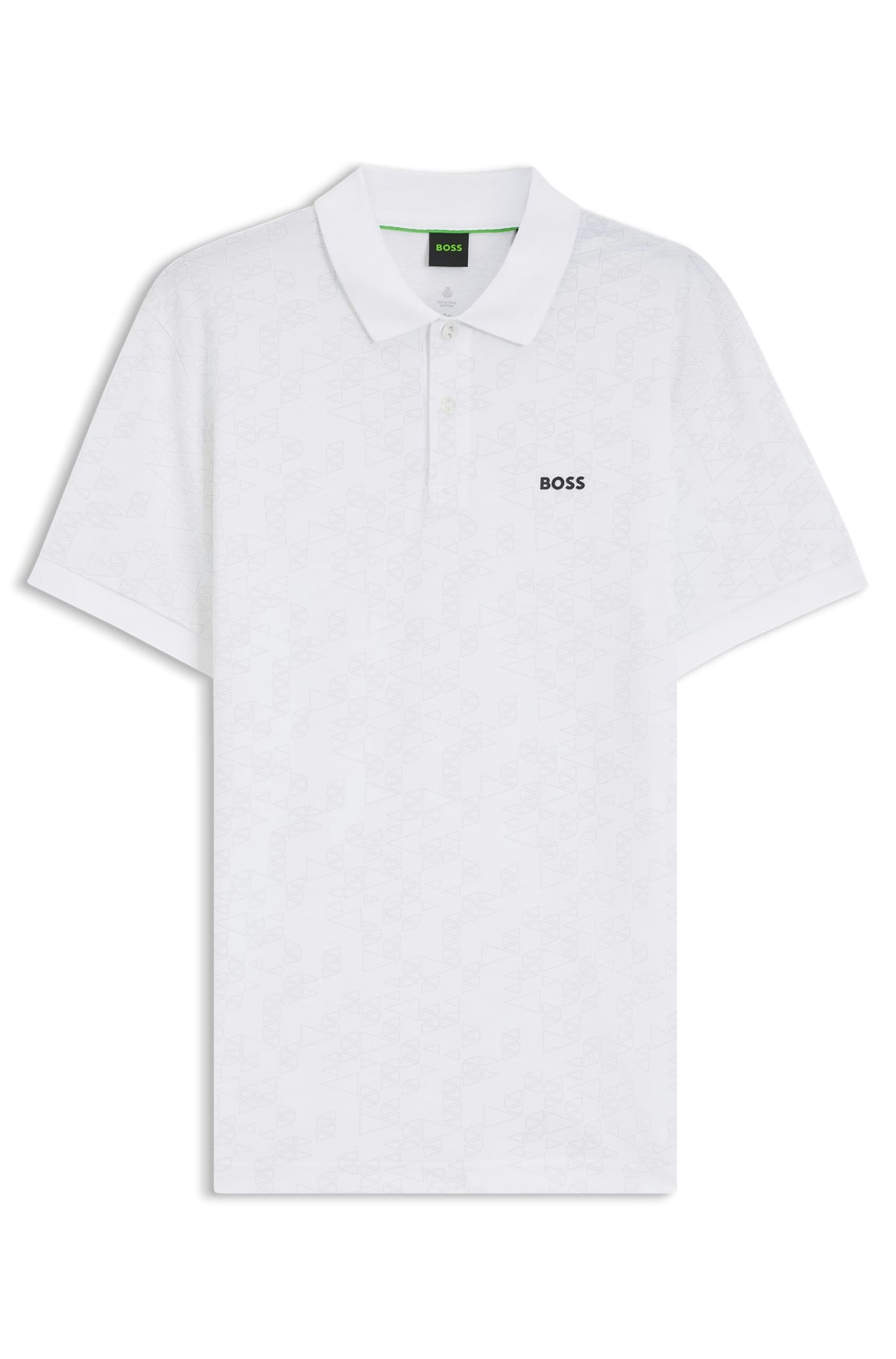 Hugo Boss Men Green Pro Golf Performance White Polo Shirt