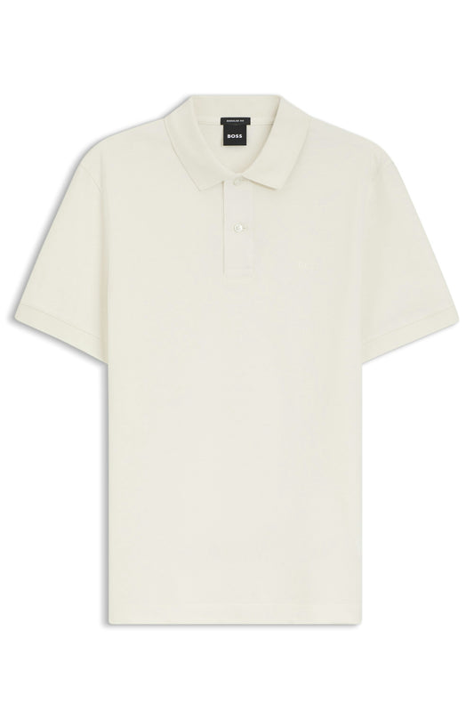 BOSS Pallas Cotton Piqué Embroidered Logo White Polo Shirt