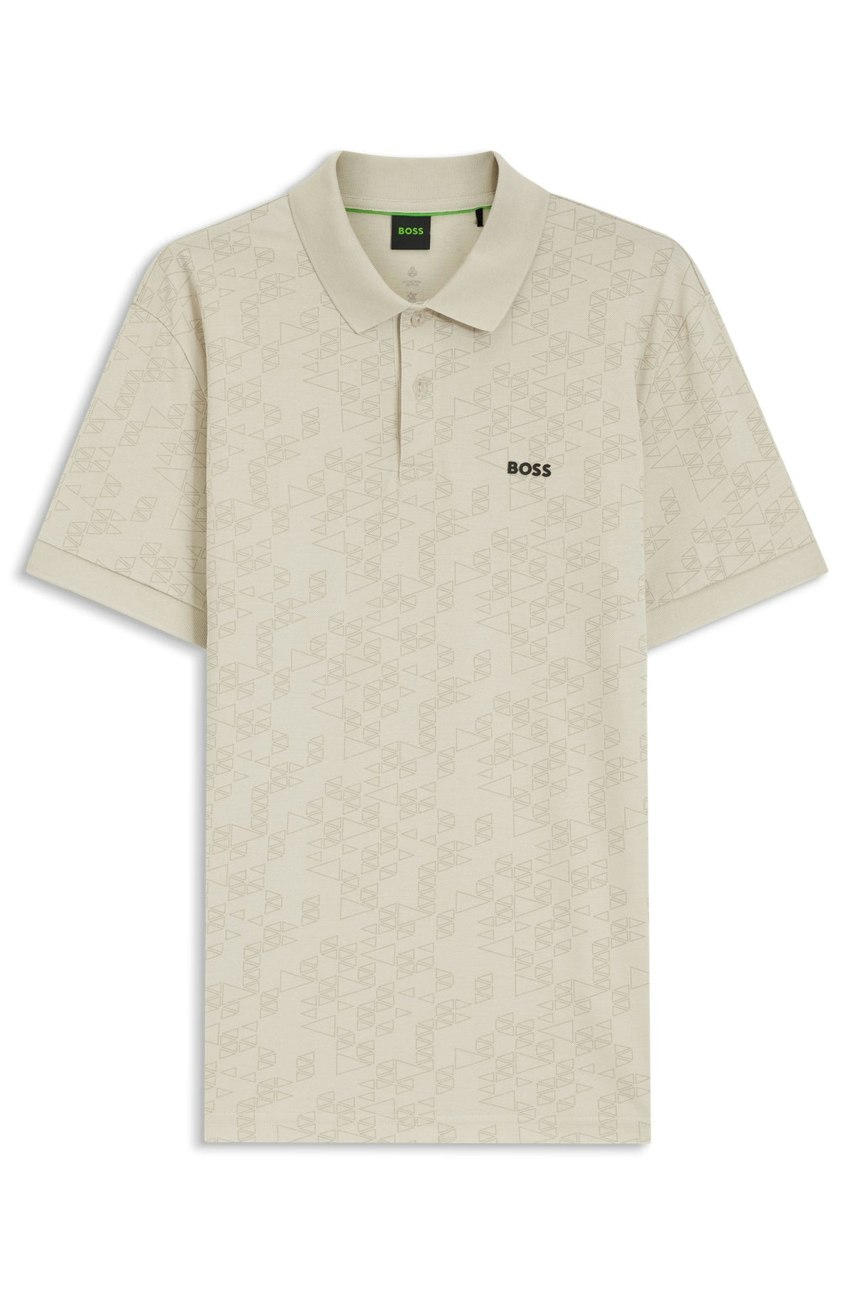Hugo Boss Men Green Pro Golf Performance Biege Polo Shirt