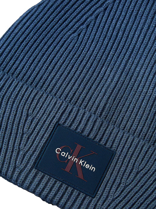 Calvin Klein Monologo Patch Rib Denim Beanie