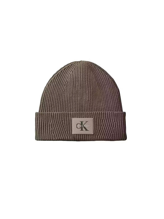 Calvin Klein Monologo Patch Rib Olive Beanie