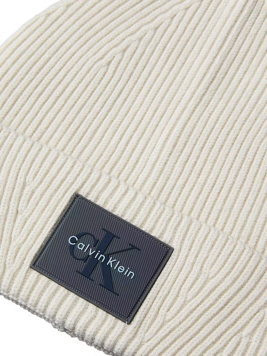 Calvin Klein Monologo Patch Rib Grey Beanie