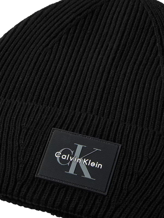 Calvin Klein Monologo Patch Rib Black Beanie