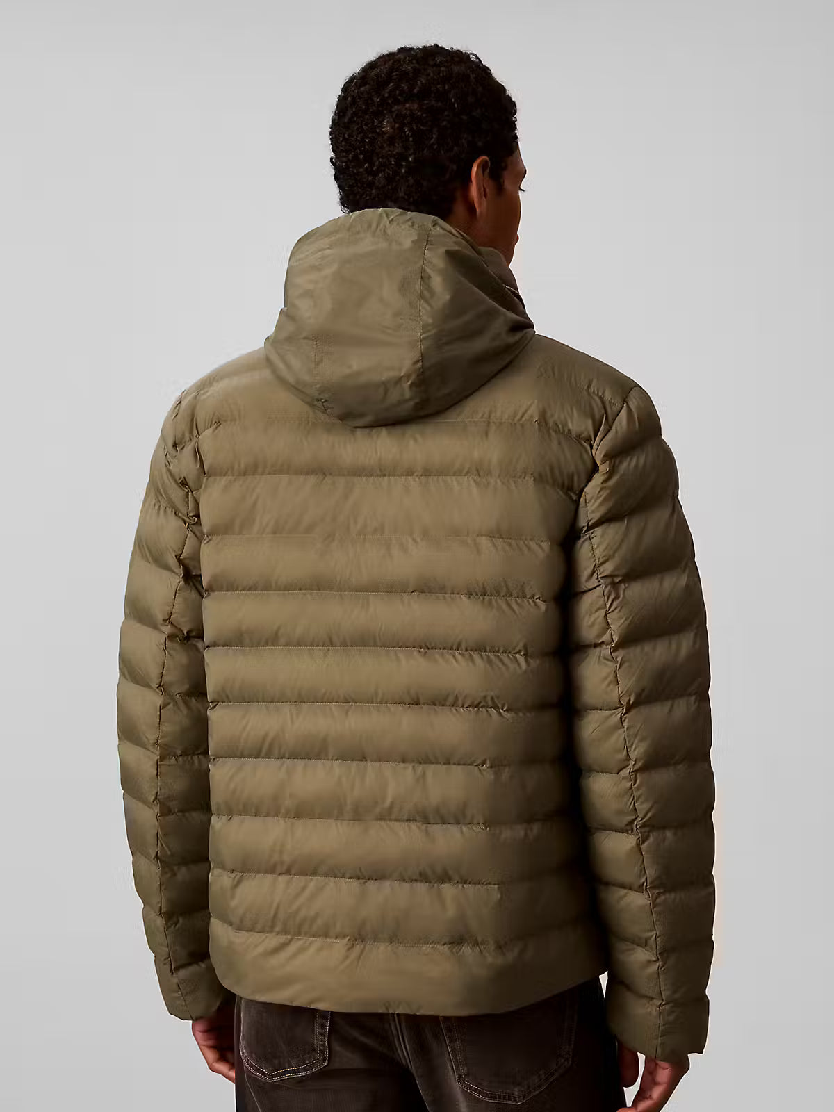 Calvin Klein Nylon Hooded Dusty Olive Puffer Jacket