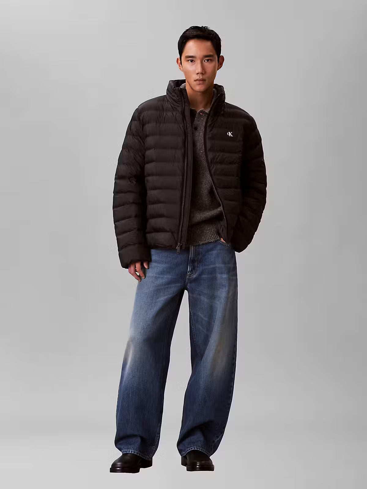 Calvin Klein Nylon Hooded Black Puffer Jacket
