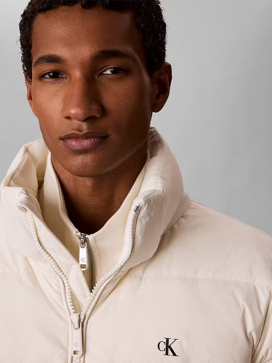 Calvin Klein Jeans Nylon Zip-Off Hood White Jacket