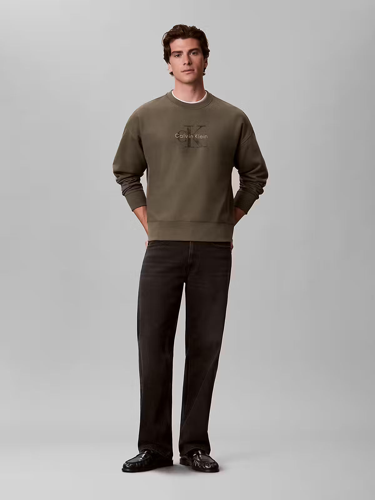 Calvin Klein Premium Terry Painted Monolog Olive Sweatshirt