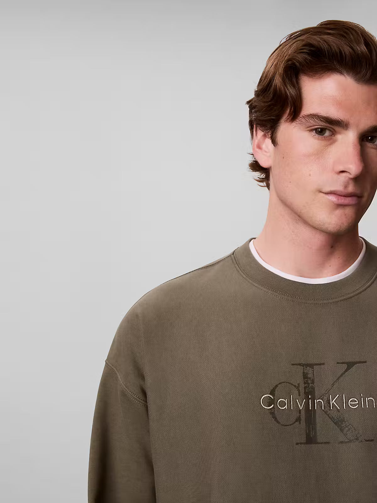 Calvin Klein Premium Terry Painted Monolog Olive Sweatshirt