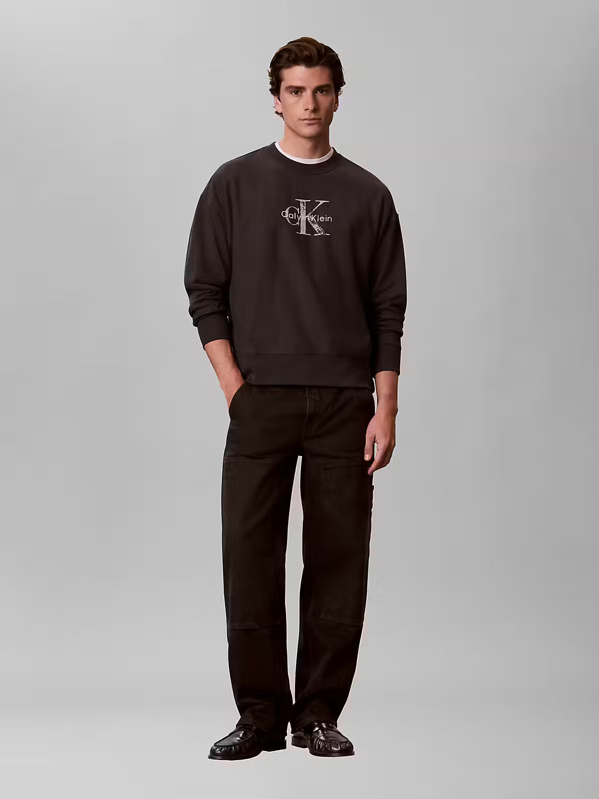 Calvin Klein Premium Terry Painted Monolog Black Sweatshirt