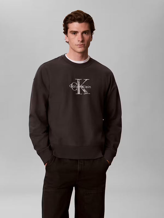 Calvin Klein Premium Terry Painted Monolog Black Sweatshirt