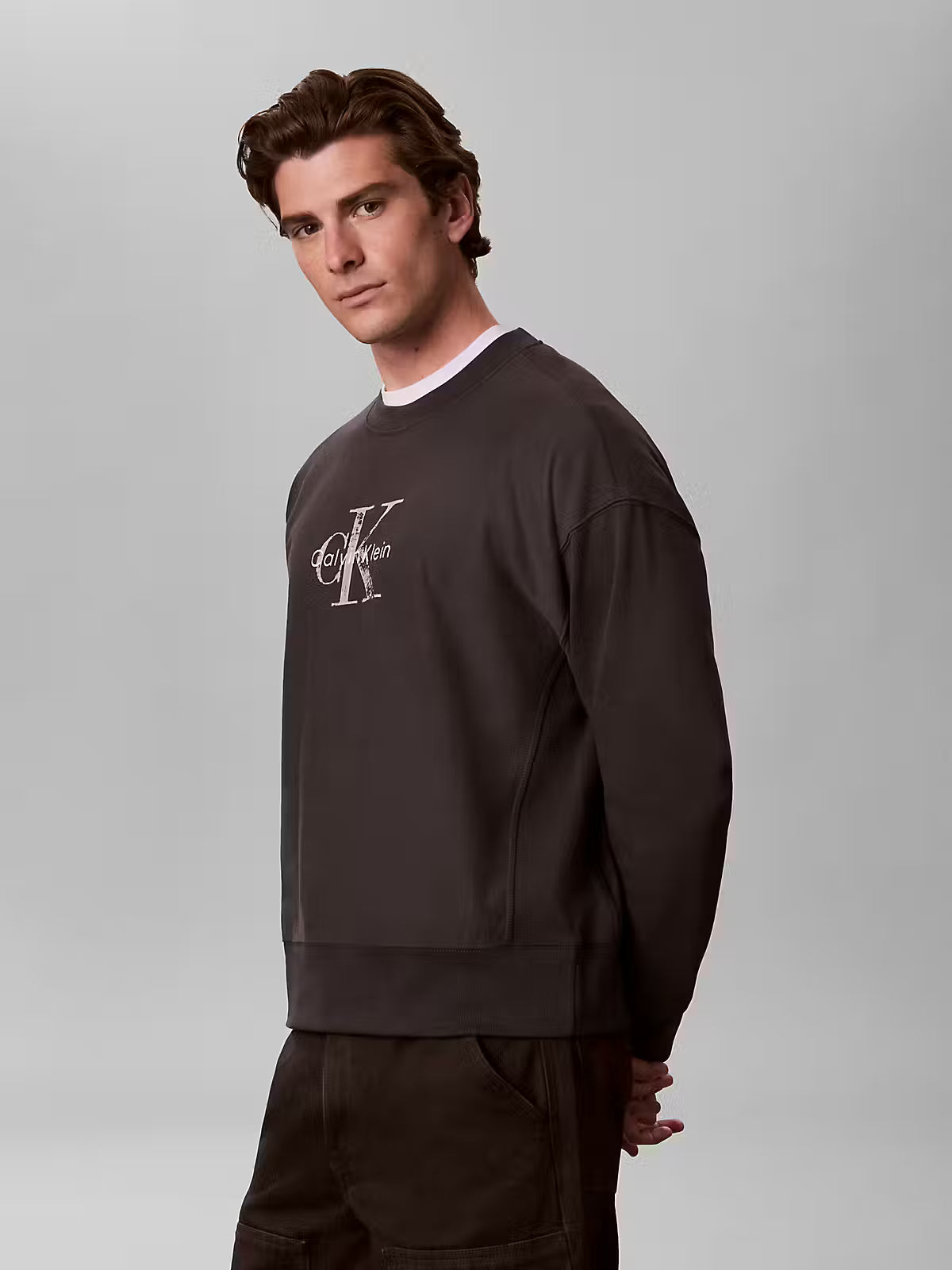 Calvin Klein Premium Terry Painted Monolog Black Sweatshirt