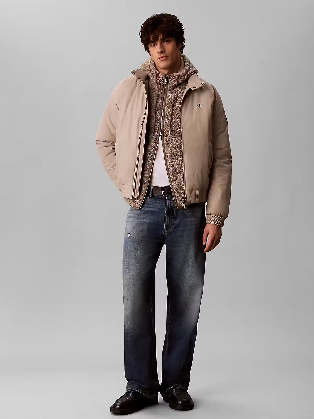 Calvin Klein Sherpa Badge Funnel Neck Fleece Jacket