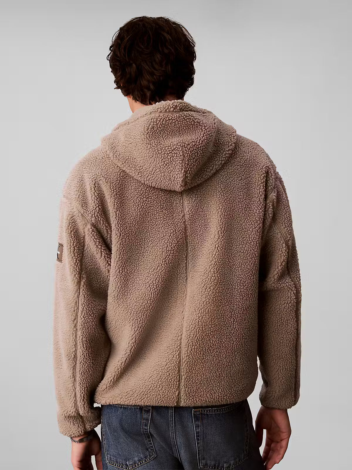 Calvin Klein Sherpa Badge Funnel Neck Fleece Jacket