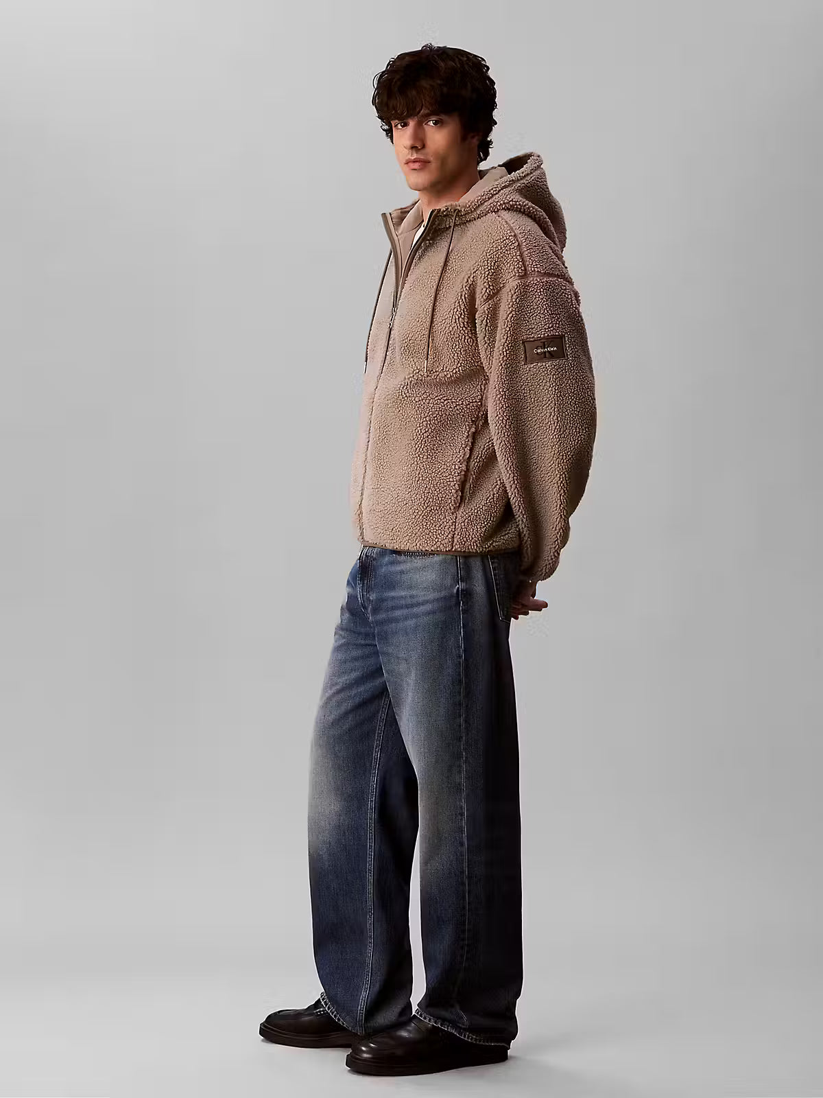 Calvin Klein Sherpa Badge Funnel Neck Fleece Jacket