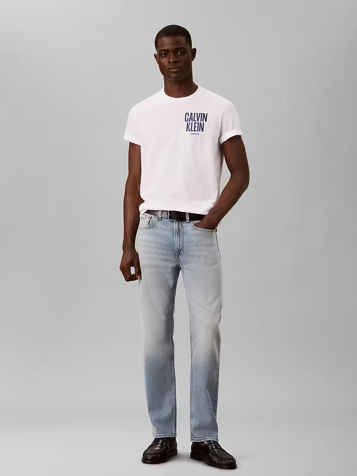 Calvin Klein Block Font Logo White T-Shirt