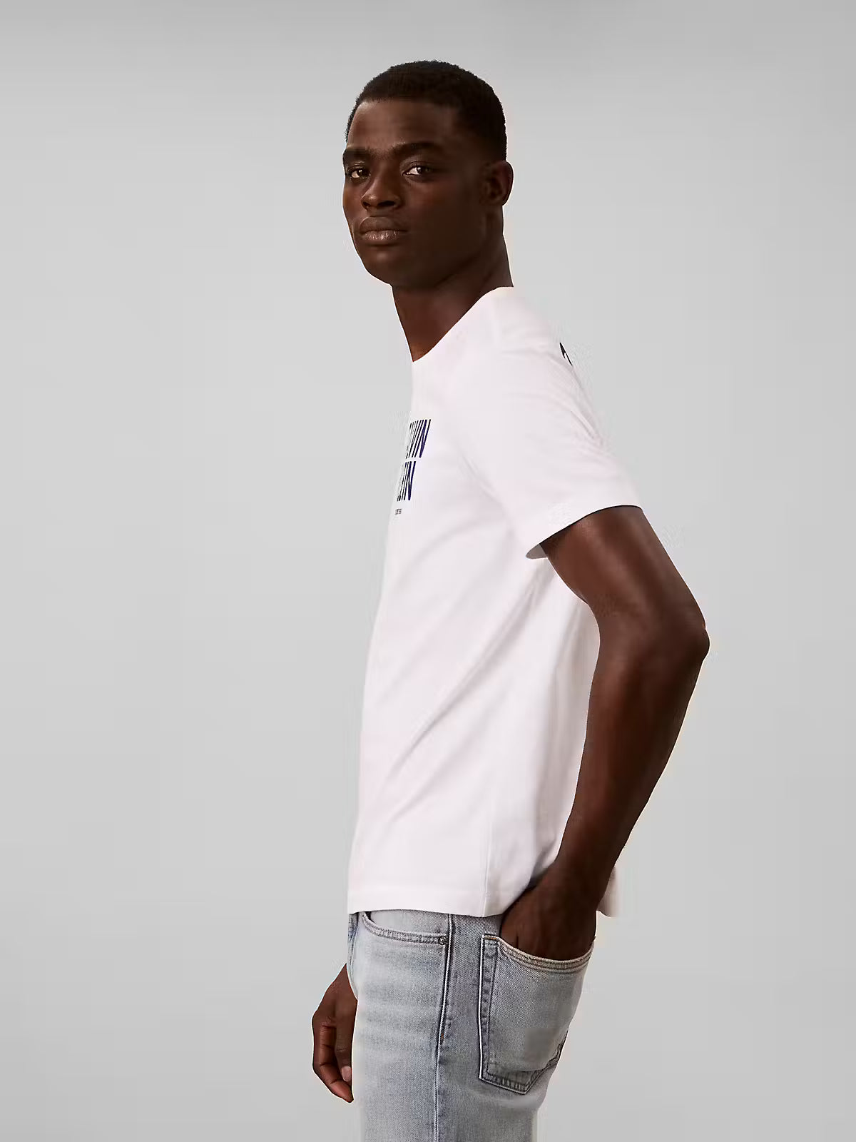 Calvin Klein Block Font Logo White T-Shirt