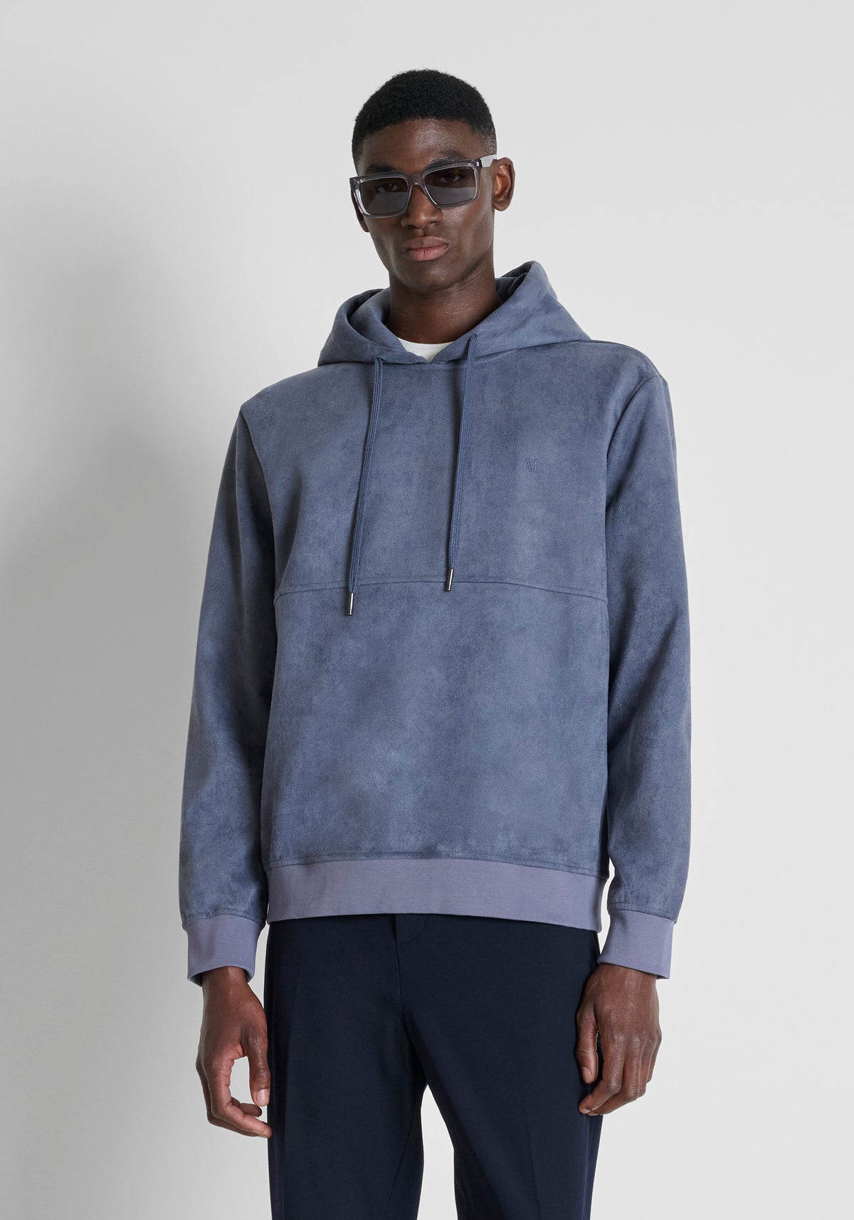 Antony Morato Suede Effect Indigo Hoodie