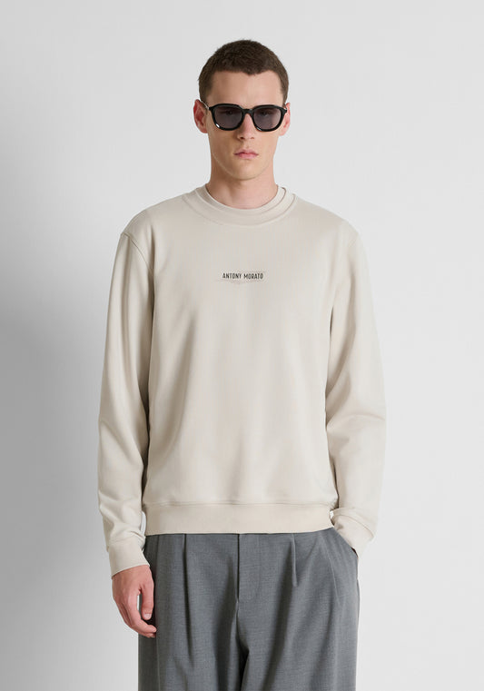 Antony Morato Cotton Blend Tiger Print Chalk Sweatshirt