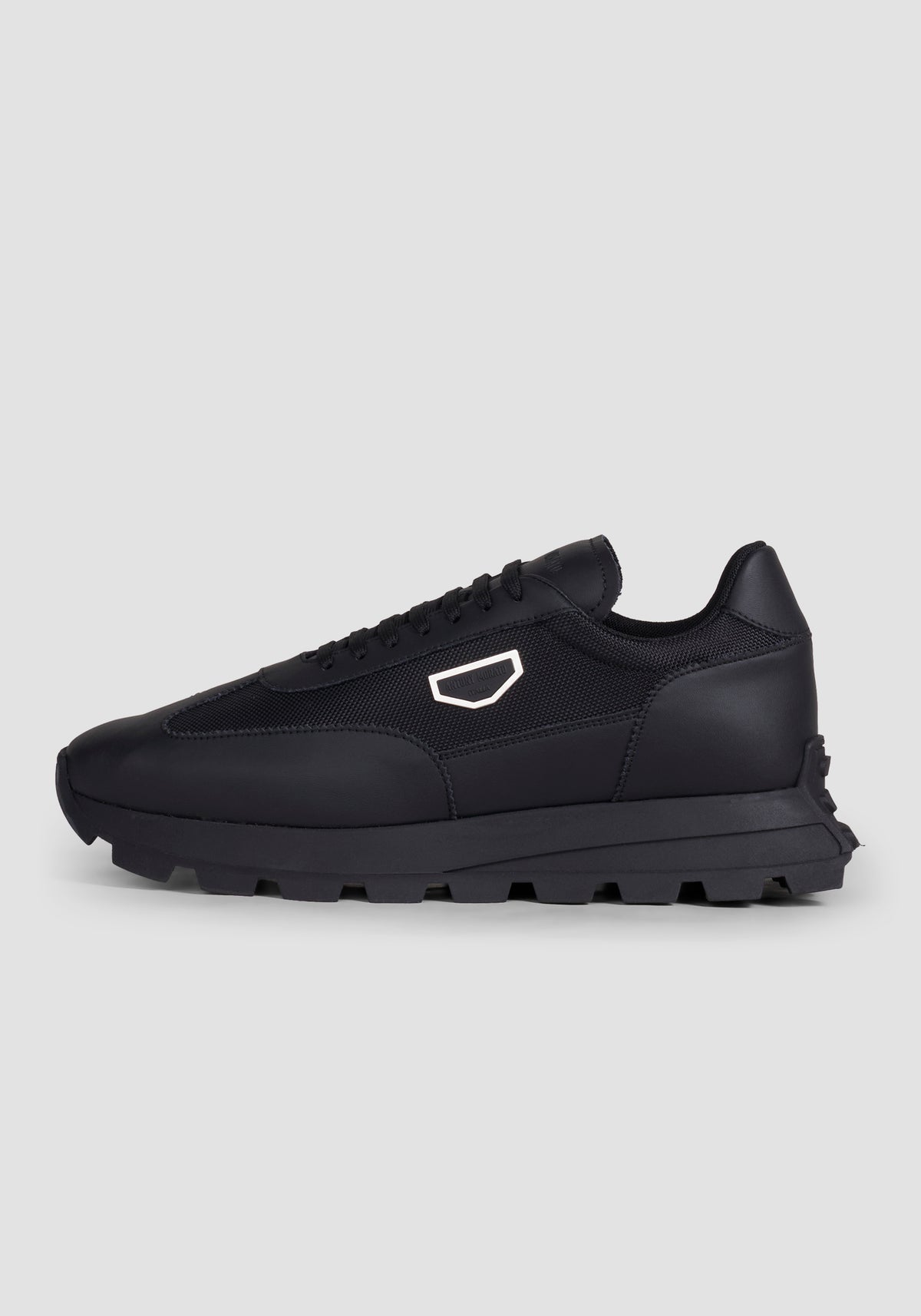 Antony Morato 'Metal Rhino' Nylon/Leather Black Shoes