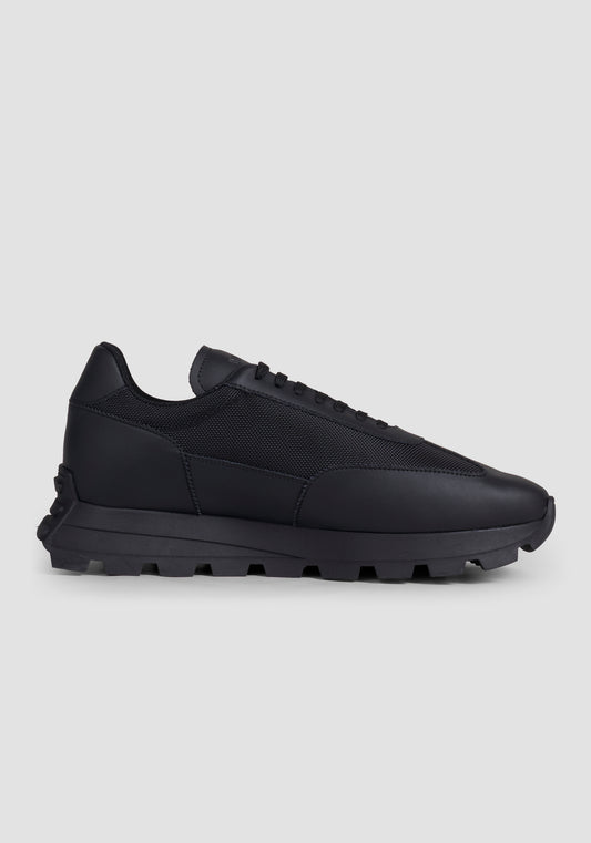 Antony Morato 'Metal Rhino' Nylon/Leather Black Shoes