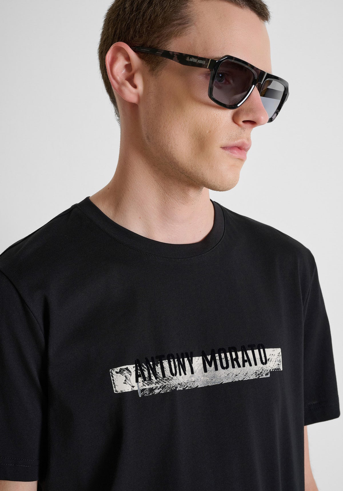 Antony Morato Cotton Blend Printed Black T-Shirt