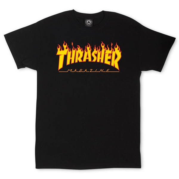 THRASHER Flame Black T-Shirt