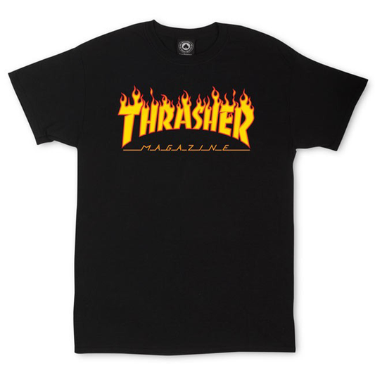 THRASHER Flame Black T-Shirt