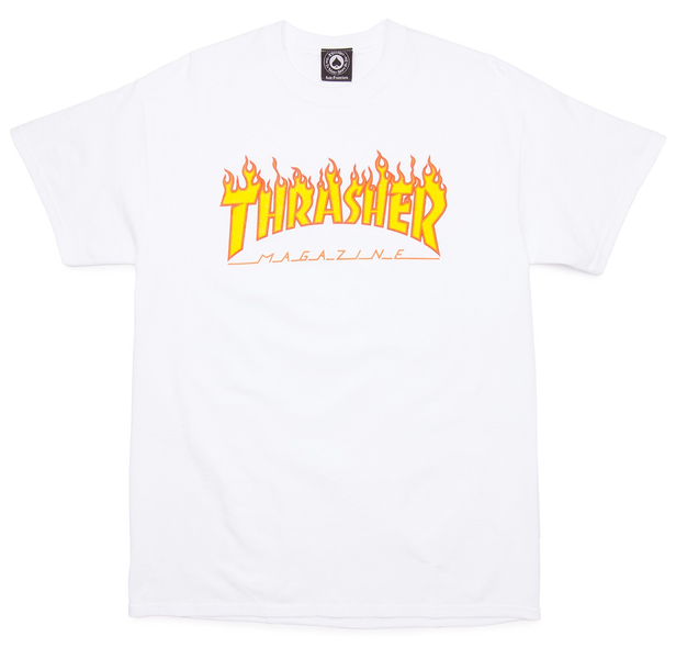 THRASHER Flame White T-Shirt