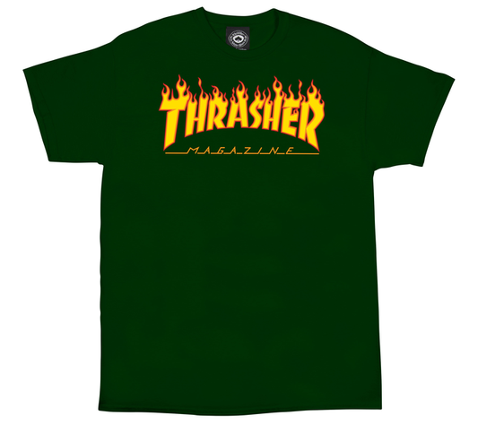 THRASHER Flame Forest Green T-Shirt