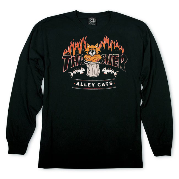 THRASHER Alley Cats Long-Sleeve Black T-Shirt