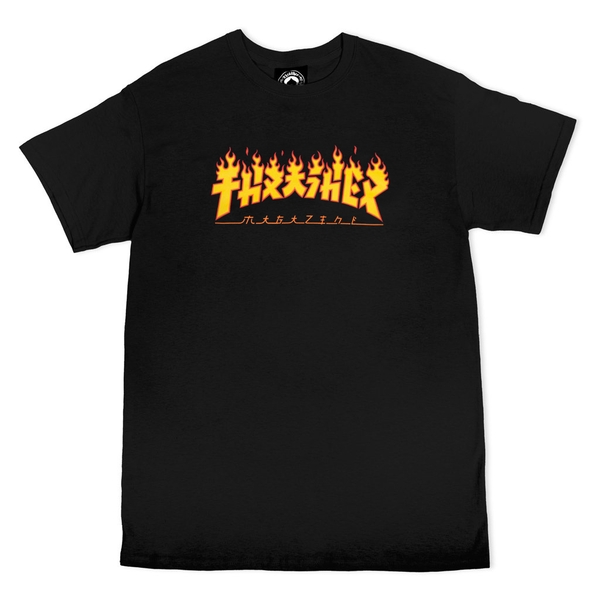 THRASHER Godzilla Flame Black T-Shirt