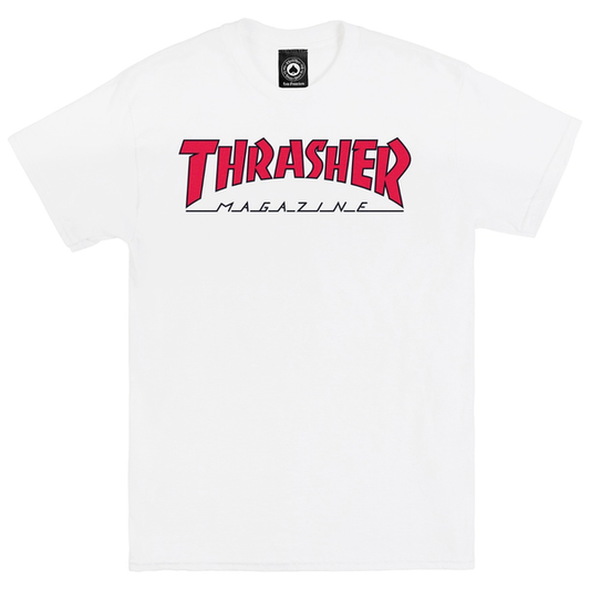 THRASHER Outlined White Red T-Shirt